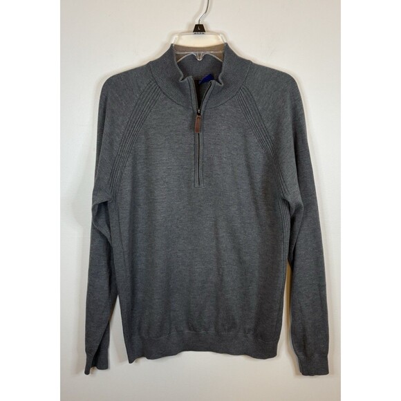 FOOTJOY 1/2 Zip Gray Golf Sweater Men Medium Pullover Performance Stretch Wool - Picture 2 of 12